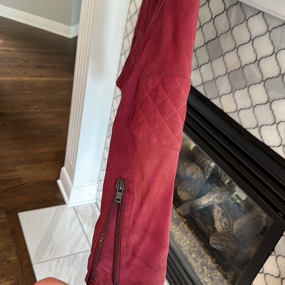 Joe’s Jeans leather Moto jacket XS designer leather suede burgundy - Picture 8 of 17